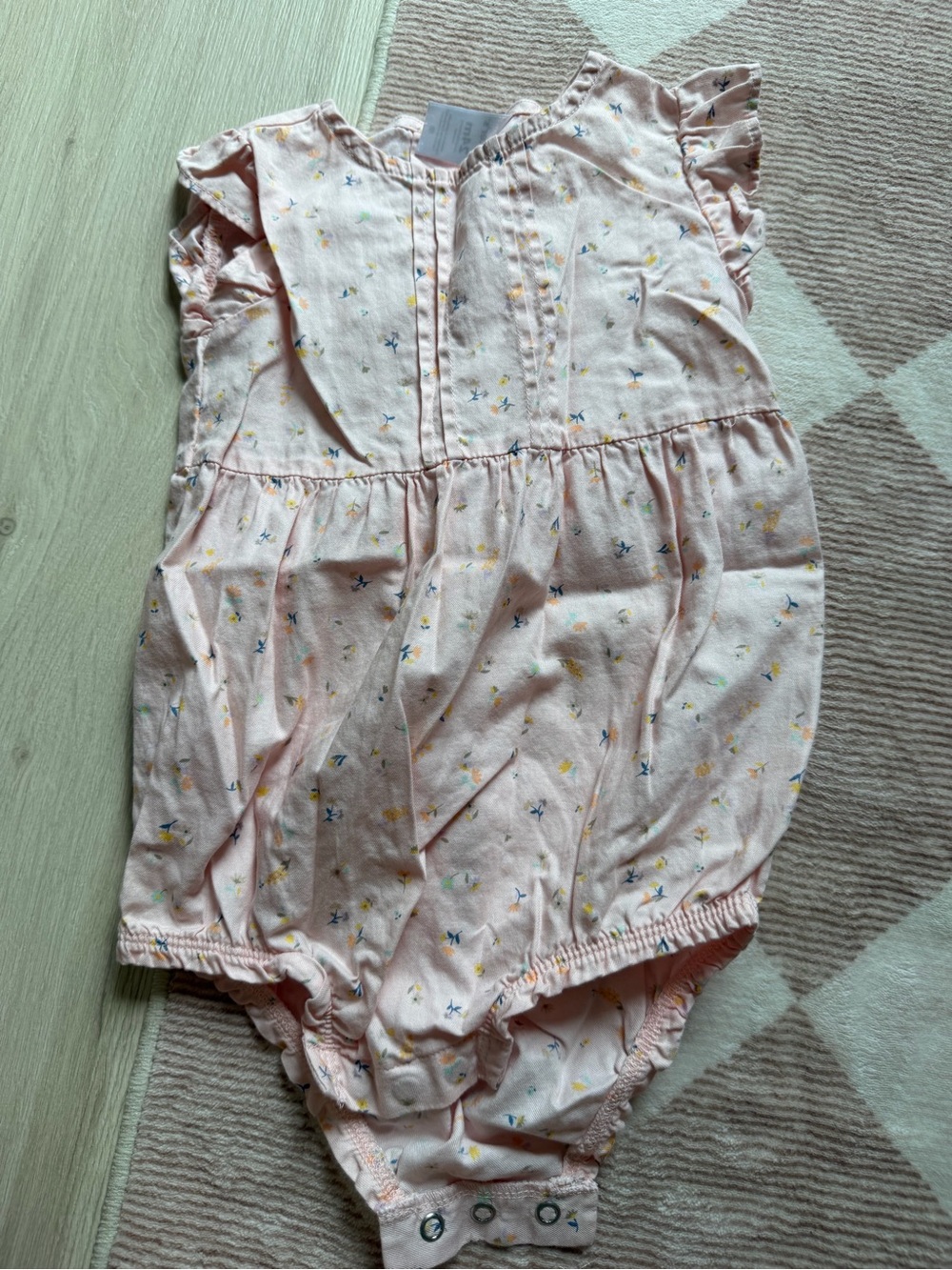 Carter's Pink Floral Flutter-Sleeve One-Piece Bodysuit